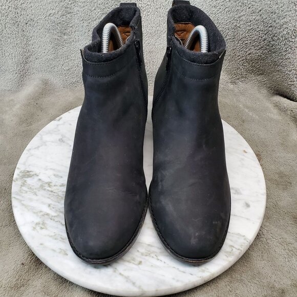 Vionic Shoes Womens 8 Joslyn Black Nubuck Leather Ankle Boots Weather Resistant - Picture 6 of 10